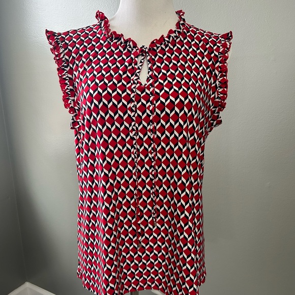 Tommy Hilfiger women’s size large, sleeveless,‎ geometric, print, blouse - Picture 3 of 12